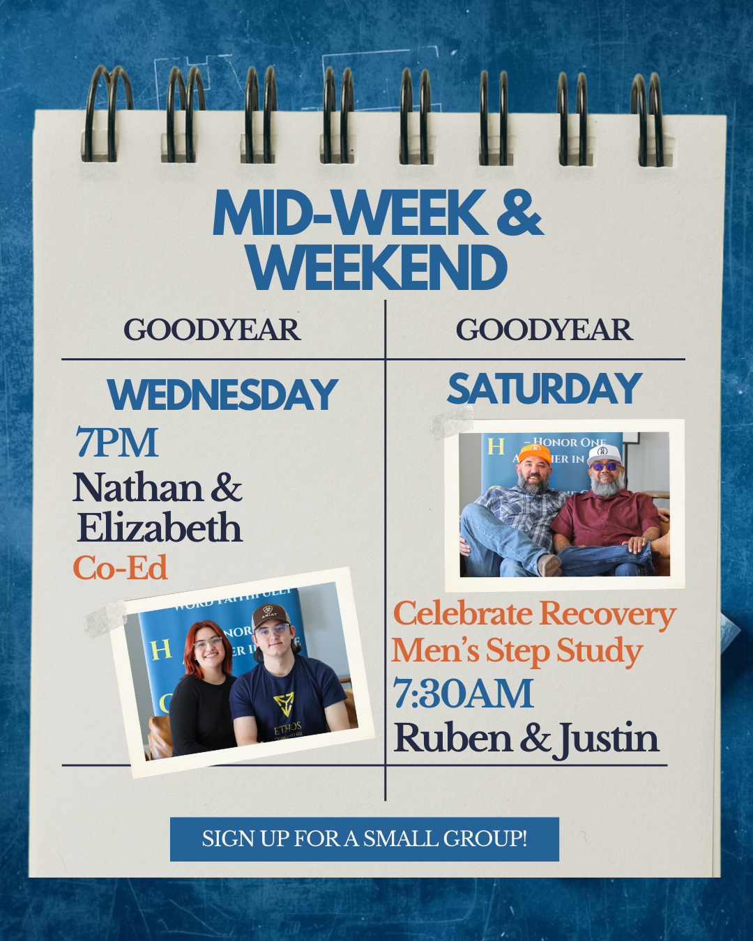 Mid-Week and Weekend Small Groups Schedule